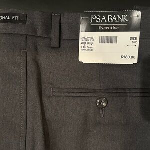 NWT-Gorgeous Jos. A. Bank Executive- Jet Black Wool Pants 36R Unhemmed.